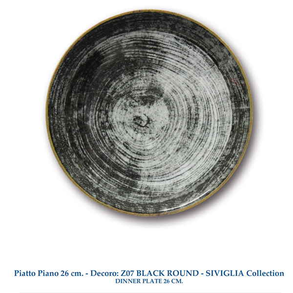 Siviglia Diner Plate Black Round 26cm